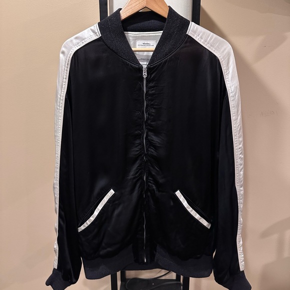 Visvim Douglas Jkt SS21 Satin Black Zip Bomber Souvenir...